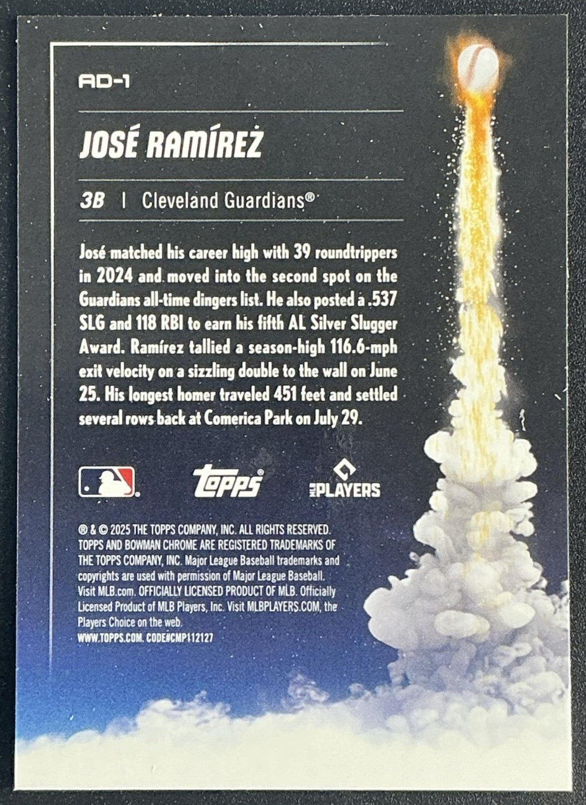 JOSE RAMIREZ 2025 BOWMAN CHROME #AD-1 ADIOS! GUARDIANS