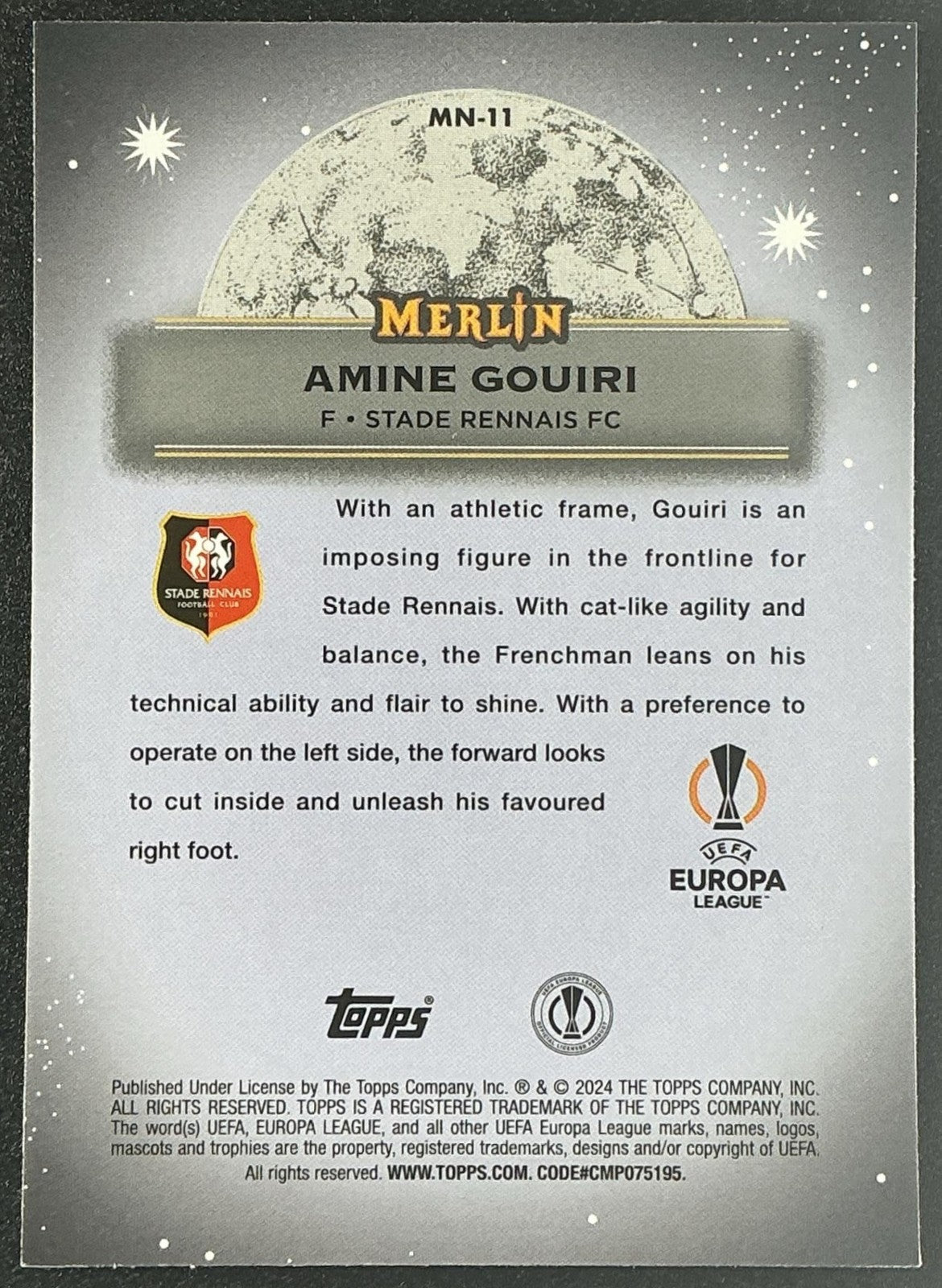 Amine Gouiri 2024 Topps Merlin UCC MN-11 Mystic Nights