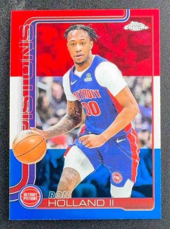 RON HOLLAND II 2025-26 TOPPS CHROME #16 RED, WHITE & BLUE REFRACTOR PISTONS