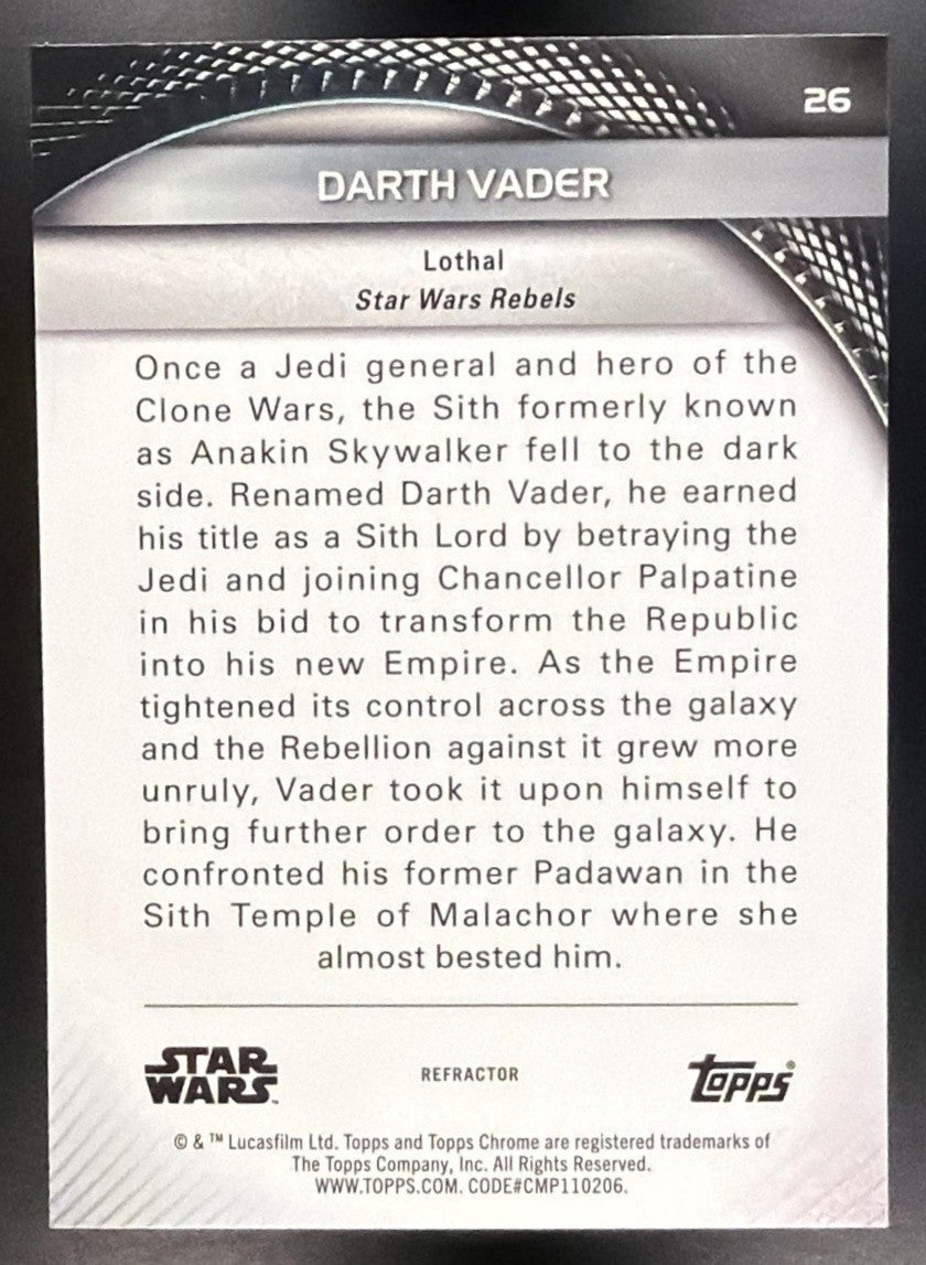 DARTH VADER 2025 TOPPS STAR WARS HYPERSPACE #26 REFRACTOR