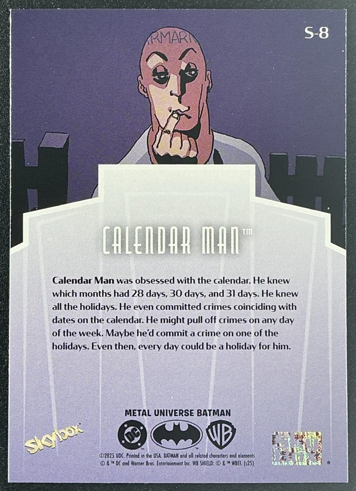 CALENDAR MAN 2025 SKYBOX METAL UNIVERSE BATMAN #S-8 PREMIUM