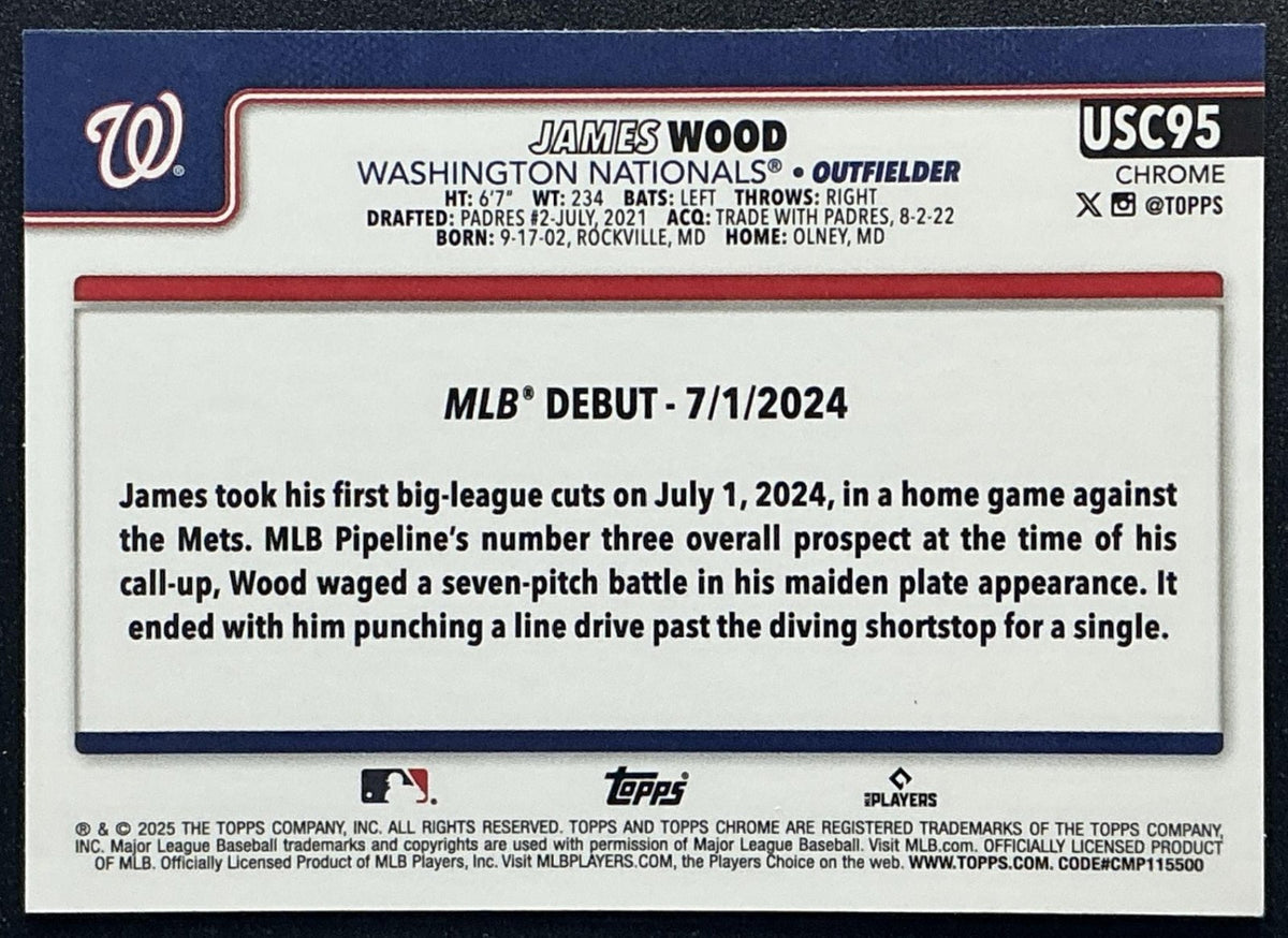 JAMES WOOD 2025 TOPPS CHROME UPDATE #USC95 RC NATIONALS
