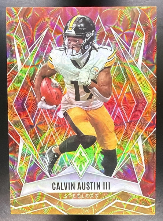 CALVIN AUSTIN III 2025 PANINI PHOENIX FACTORY SET #121 FIREBURST /350 STEELERS