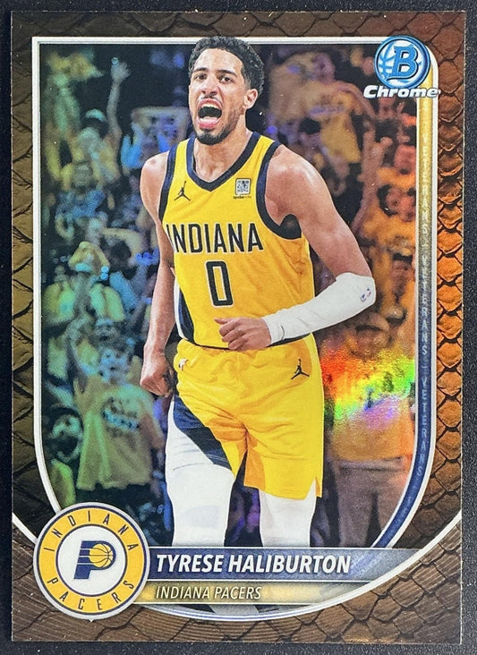 TYRESE HALIBURTON 2025-26 BOWMAN #BCV-77 CHROME REPTILIAN REFRACTOR PACERS