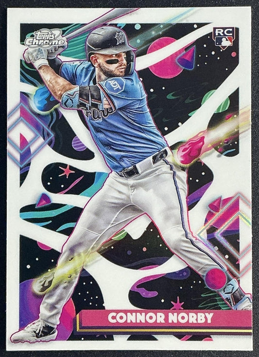 CONNOR NORBY 2025 TOPPS COSMIC CHROME #114 WHITE HOLE REFRACTOR RC MARLINS