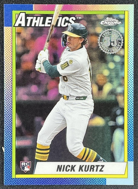 NICK KURTZ 2025 TOPPS CHROME UPDATE #90CU-21 1990 RC ATHLETICS