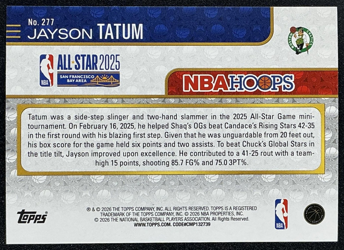 JAYSON TATUM 2025-26 TOPPS HOOPS #277 ALL-STAR CELTICS