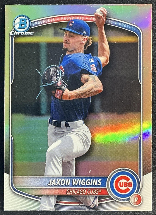 JAXON WIGGINS 2025 BOWMAN DRAFT #BDC-173 CHROME REFRACTOR CUBS