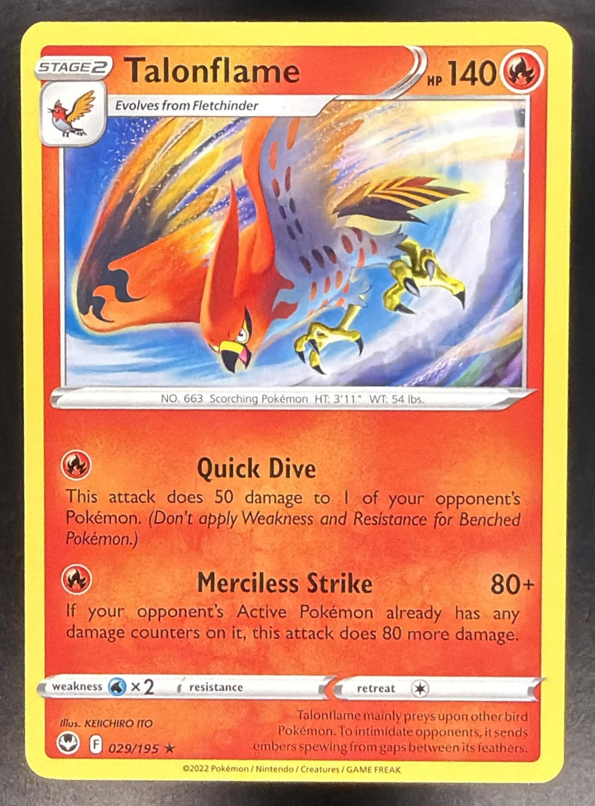 TALONFLAME 2022 POKEMON SWORD & SHIELD SILVER TEMPEST #029/195