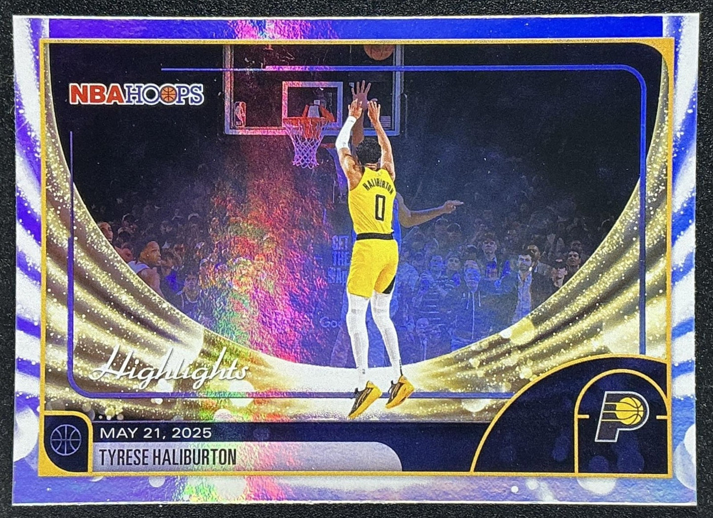 TYRESE HALIBURTON 2025-26 TOPPS HOOPS #262 RAINBOW FOIL SEASON HIGHLIGHT PACERS
