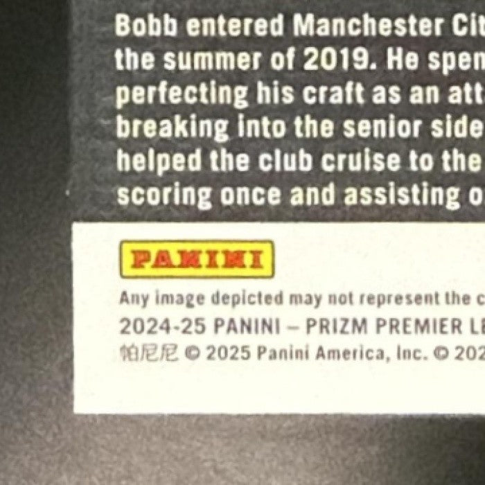 OSCAR BOBB 2024-25 PANINI PRIZM PREMIER LEAGUE #2 BLUE 4/299 MAN CITY