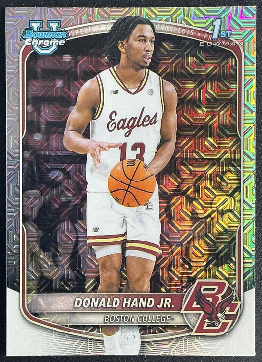 DONALD HAND JR. 2025-26 BOWMAN #BCP-57 CHROME MOJO REFRACTOR 1ST PROSPECT EAGLES
