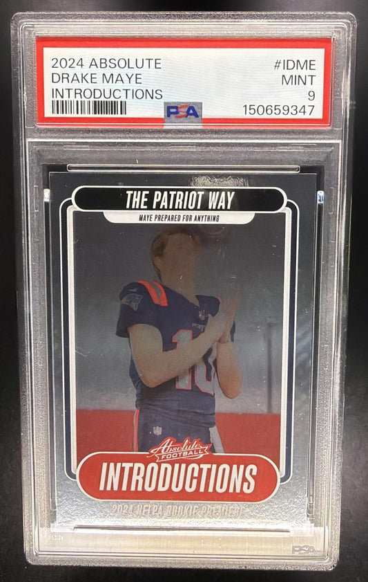 DRAKE MAYE 2024 PANINI ABSOLUTE #I-DME INTRODUCTIONS RC PATRIOTS PSA 9