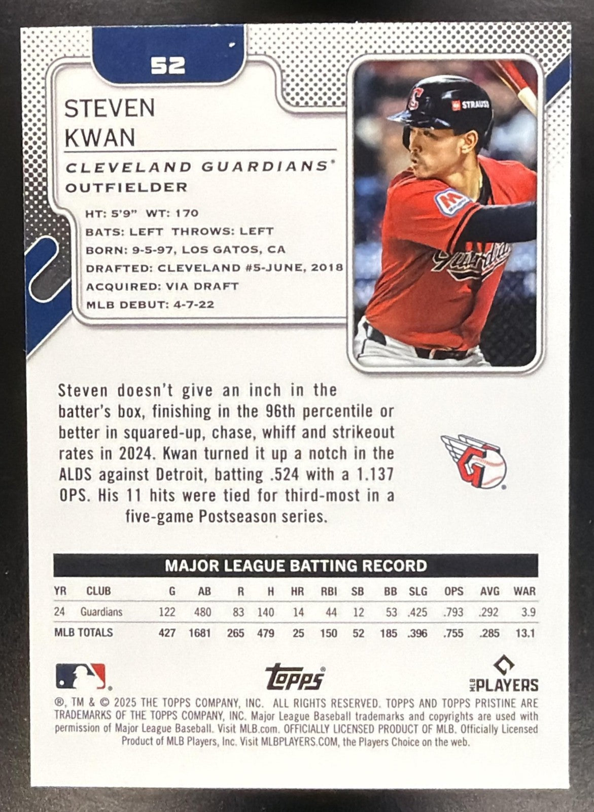 STEVEN KWAN 2025 TOPPS PRISTINE #52 GUARDIANS