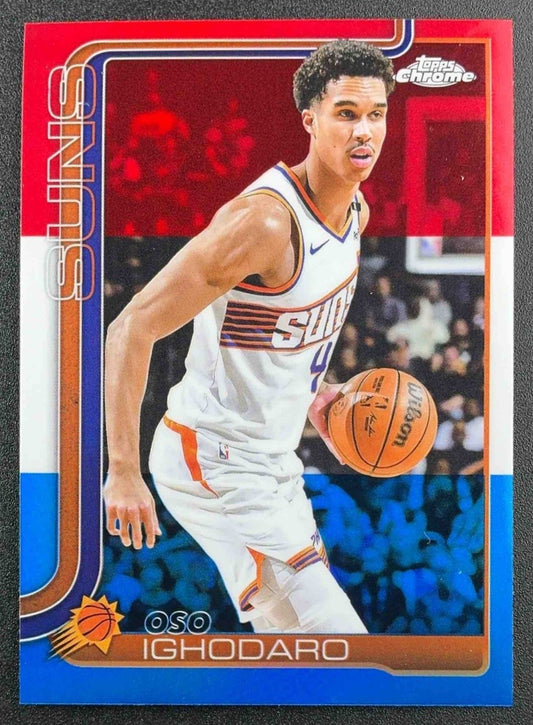 OSO IGHODARO 2025-26 TOPPS CHROME #109 RED, WHITE & BLUE REFRACTOR SUNS