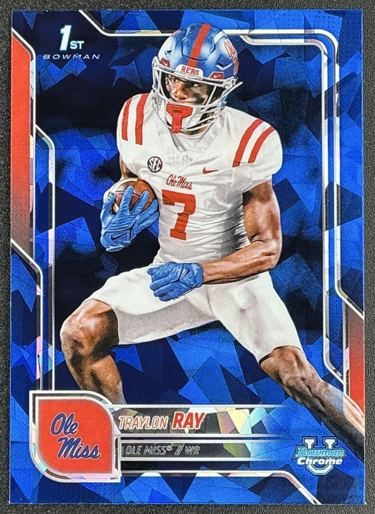 TRAYLON RAY 2025 BOWMAN CHROME UNIVERSITY SAPPHIRE #134 1ST PROSPECT REBELS