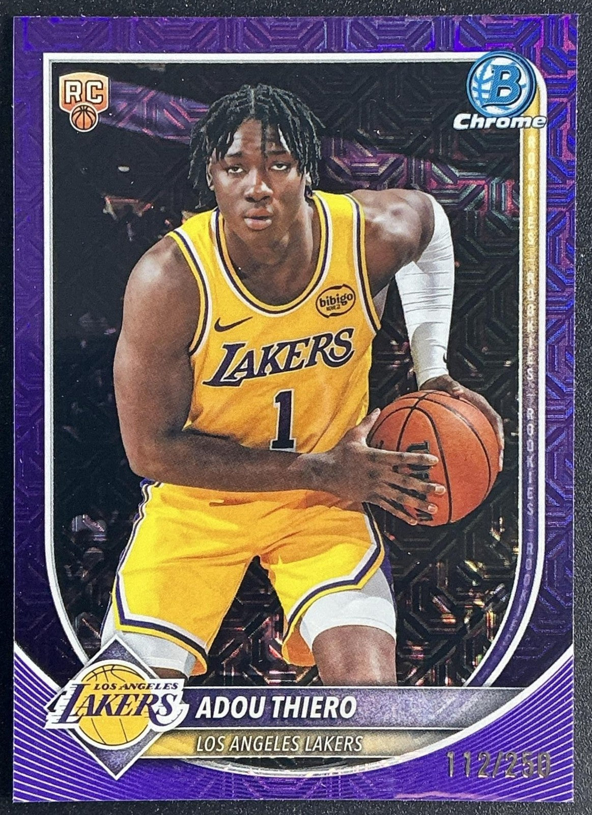ADOU THIERO 2025-26 BOWMAN #BCV-36 CHROME PURPLE REFRACTOR 112/250 RC LAKERS