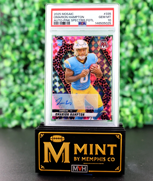 OMARION HAMPTON 2025 MOSAIC AUTO PINK SPECTRIS FOTL SSP RC /30 PSA 10 POP 2