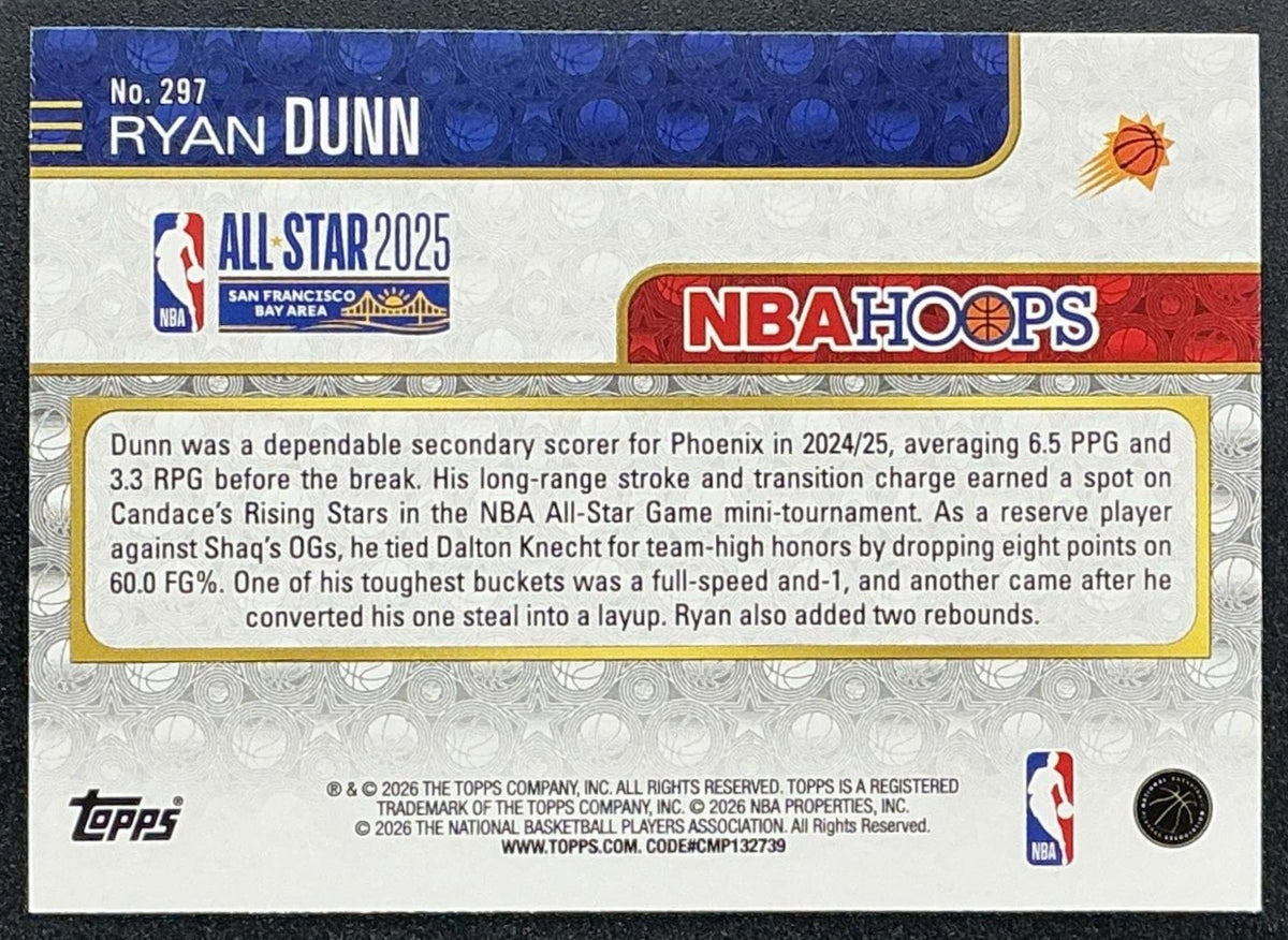 RYAN DUNN 2025-26 TOPPS HOOPS #297 RAINBOW FOIL ALL-STAR SUNS