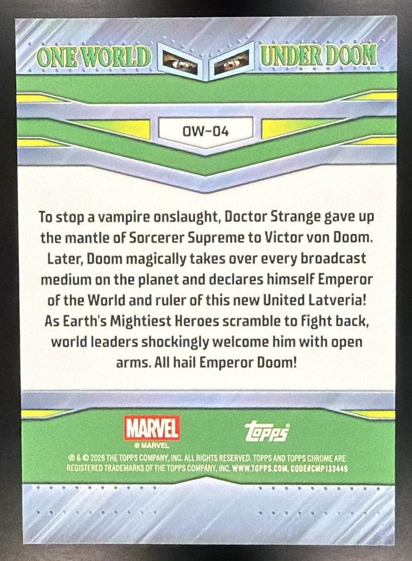 ONE WORLD UNDER DOOM #4 2026 TOPPS CHROME MARVEL COMICS #OW-04
