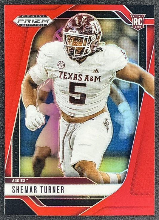 SHEMAR TURNER 2025 PANINI PRIZM DRAFT PICKS #133 RED 15/399 RC AGGIES
