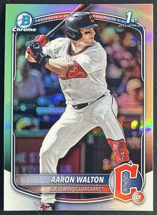 AARON WALTON 2025 BOWMAN DRAFT #BDC-134 CHROME REFRACTOR 1ST PROSPECT GUARDIANS