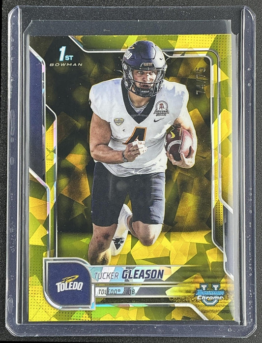 2025 Bowman Chrome University Sapphire Tucker Gleason #9 Yellow /75 1st Prospect