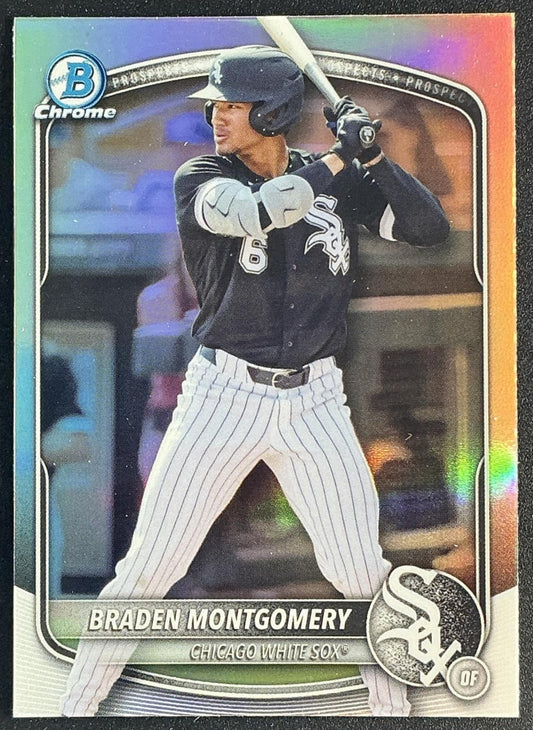 BRADEN MONTGOMERY 2025 BOWMAN DRAFT #BDC-18 CHROME REFRACTOR WHITE SOX