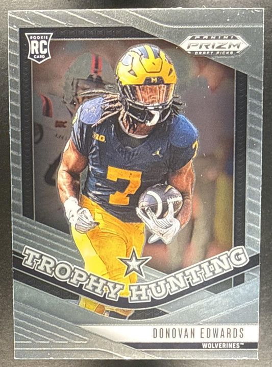 DONOVAN EDWARDS 2025 PANINI PRIZM DRAFT PICKS #9 TROPHY HUNTING WOLVERINES