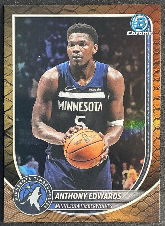 ANTHONY EDWARDS 2025-26 BOWMAN #BCV-103 CHROME REPTILIAN REFRACTOR TIMBERWOLVES