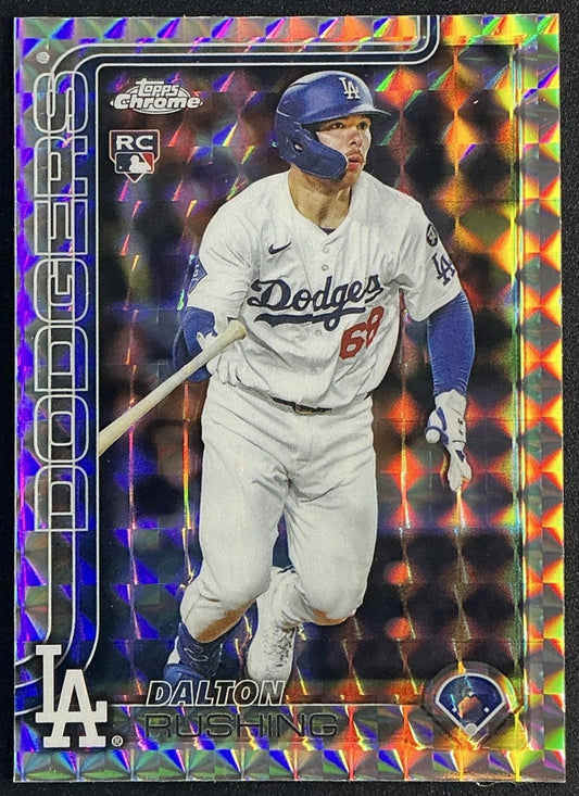 DALTON RUSHING 2025 TOPPS CHROME UPDATE #USC129 GEOMETRIC REFRACTOR RC DODGERS