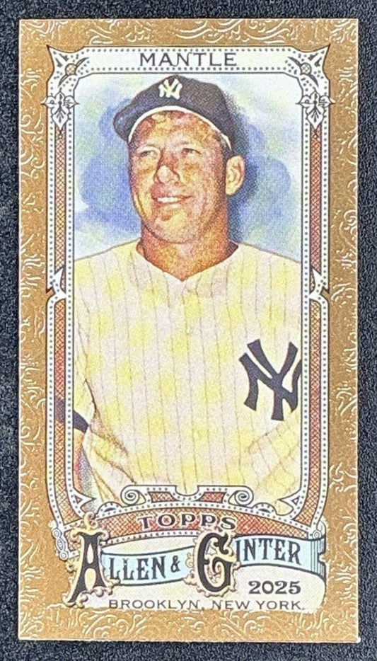 MICKEY MANTLE 2025 TOPPS ALLEN & GINTER #19 MINI GOLD BORDER YANKEES