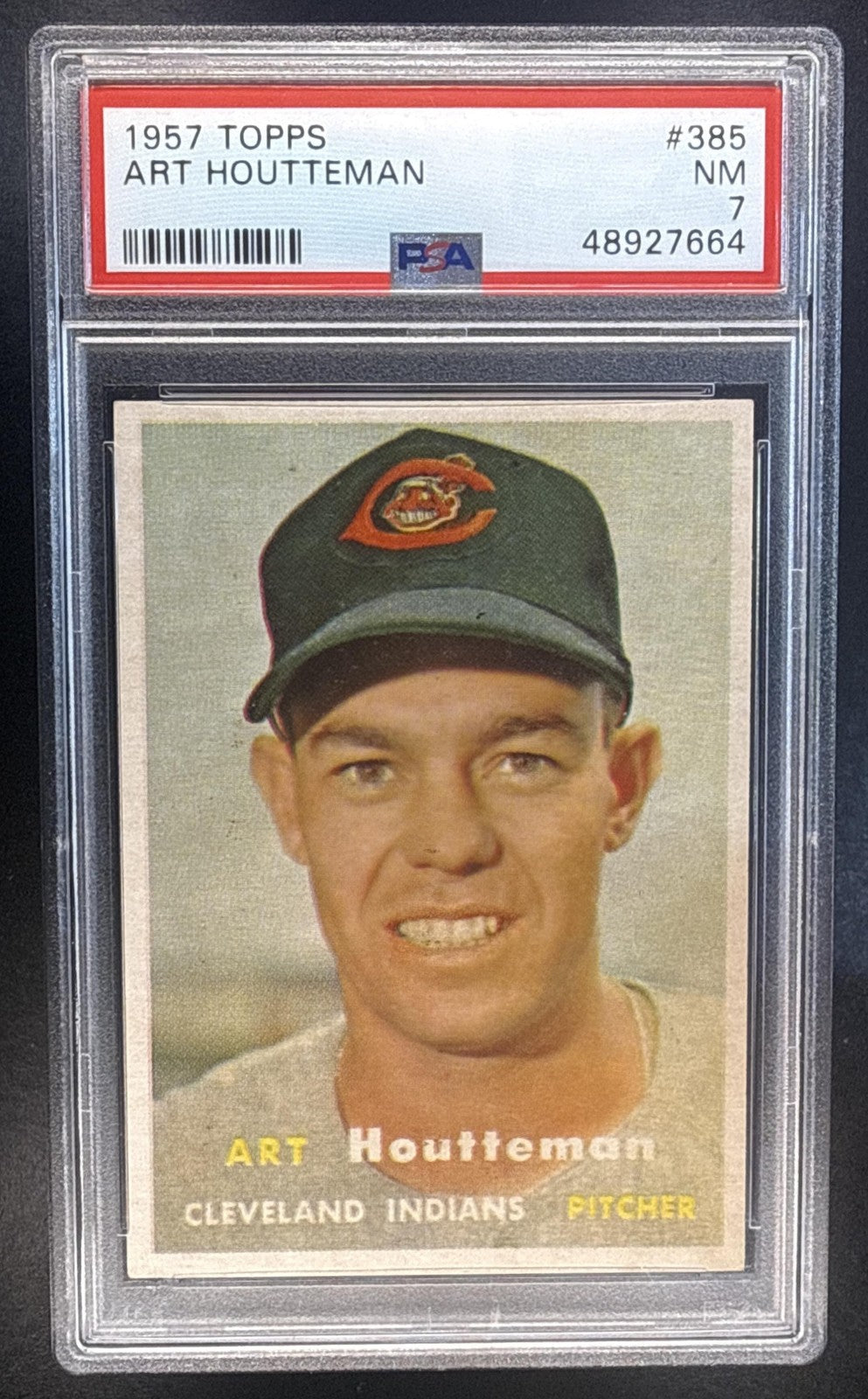 ART HOUTTEMAN 1957 TOPPS #385 INDIANS PSA 7