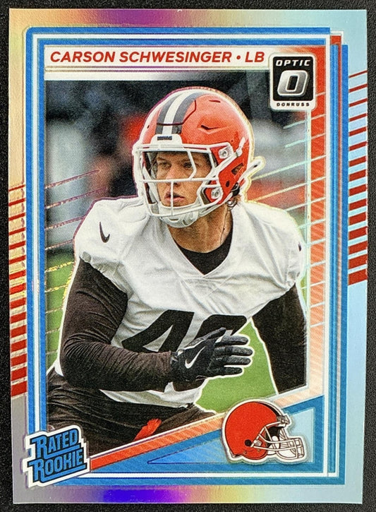 CARSON SCHWESINGER 2025 PANINI DONRUSS OPTIC #217 RATED ROOKIE HOLO PRIZM BROWNS