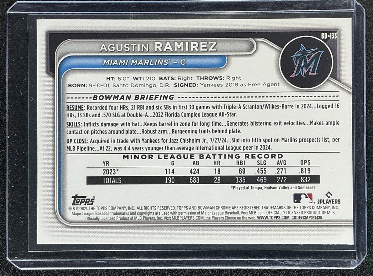 AGUSTIN RAMIREZ 2024 BOWMAN DRAFT #BD-133 SKY BLUE 294/499 MARLINS