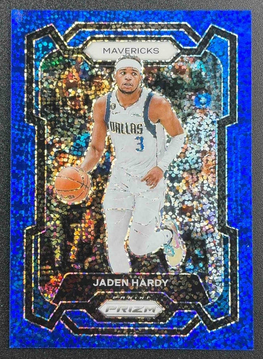 JADEN HARDY 2023-24 PANINI PRIZM #21 PRIZMS BLUE SPARKLE 21/144 MAVERICKS