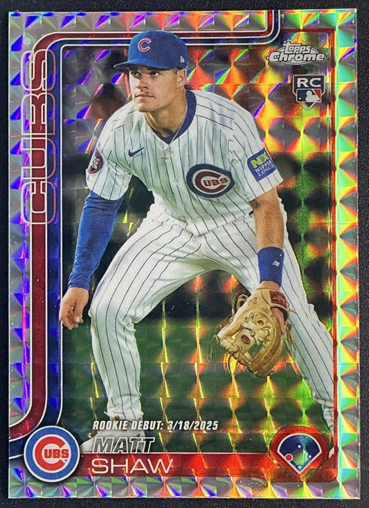 MATT SHAW 2025 TOPPS CHROME UPDATE #USC135 GEOMETRIC REFRACTOR RC CUBS