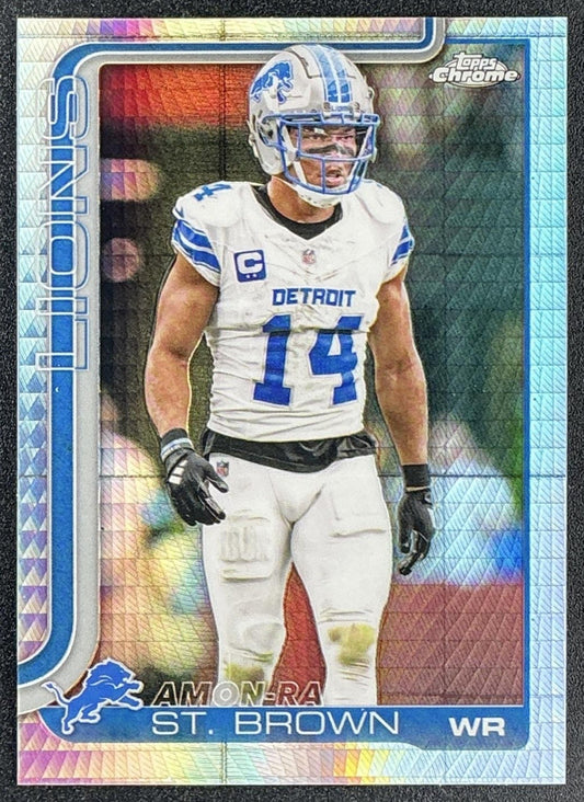 AMON-RA ST. BROWN 2025 TOPPS CHROME #98 PRISM REFRACTOR LIONS