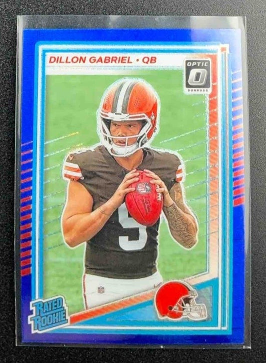 2025 Panini Donruss Optic Dillon Gabriel #263 Rated Rookie Blue Hyper Prizm