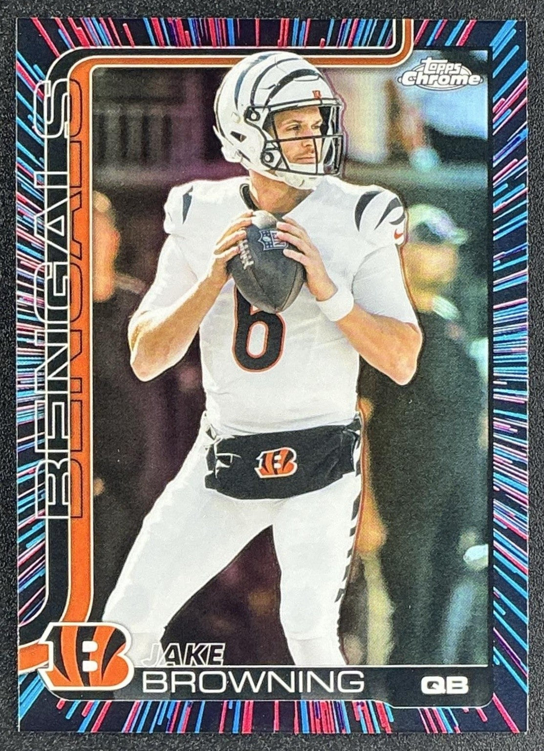 JAKE BROWNING 2025 TOPPS CHROME #63 NEON PULSE REFRACTOR BENGALS