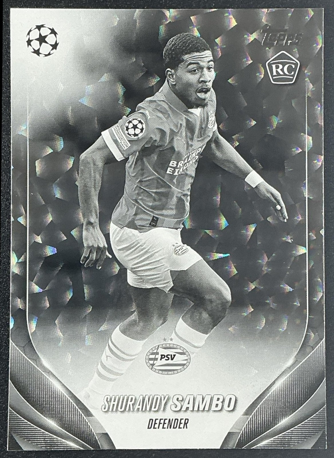 2023 Topps UEFA Club Competitions Shurandy Sambo #27 Black and White Icy /150 RC