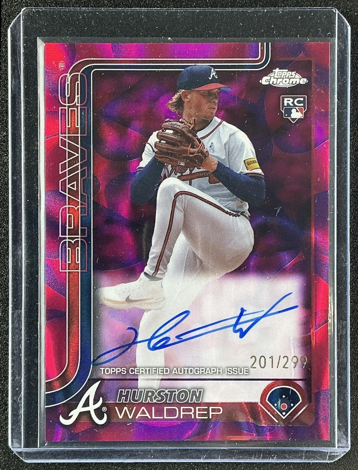 2025 Topps Chrome Hurston Waldrep Rookie Lava Lamp Auto Magenta/Purple /299 RC
