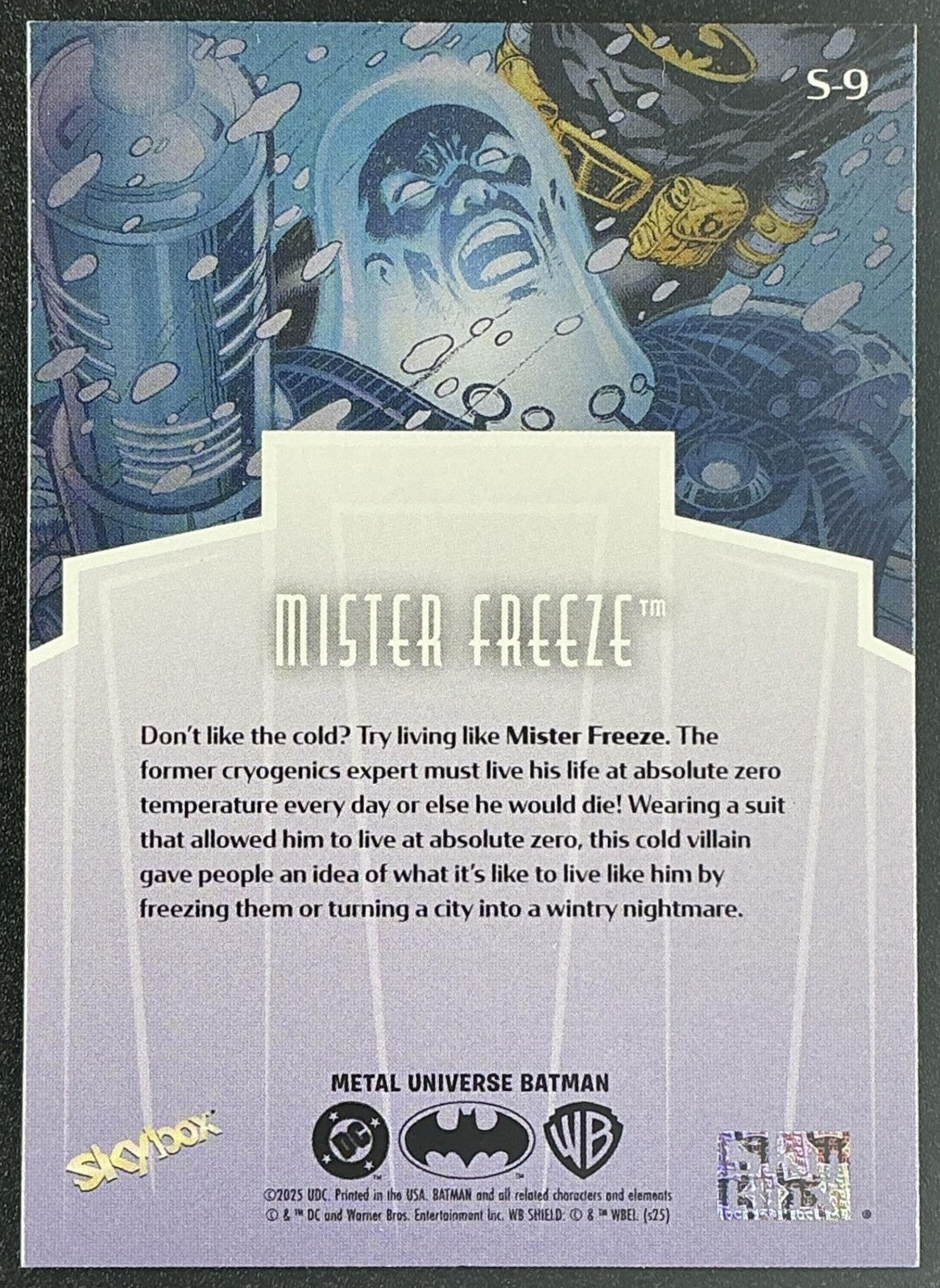 MISTER FREEZE 2025 SKYBOX METAL UNIVERSE BATMAN #S-9 PREMIUM