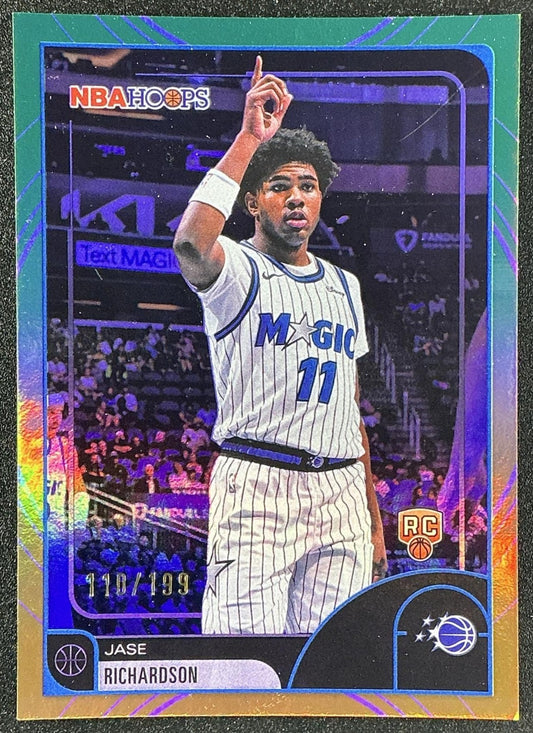 2025 Topps Hoops Jase Richardson #142 Rainbow Purple and Blue Foil /199 RC