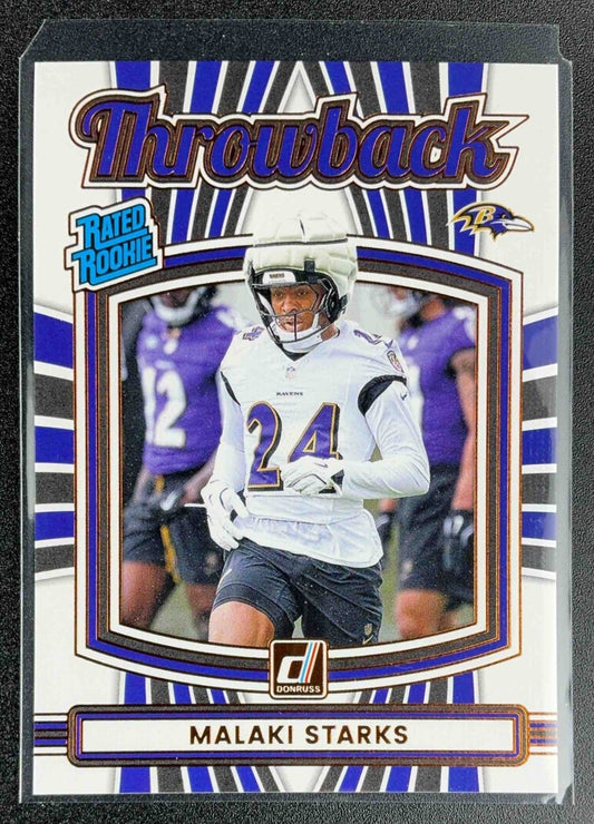 MALAKI STARKS 2025 PANINI DONRUSS #11 RATED ROOKIE THROWBACK RC RAVENS