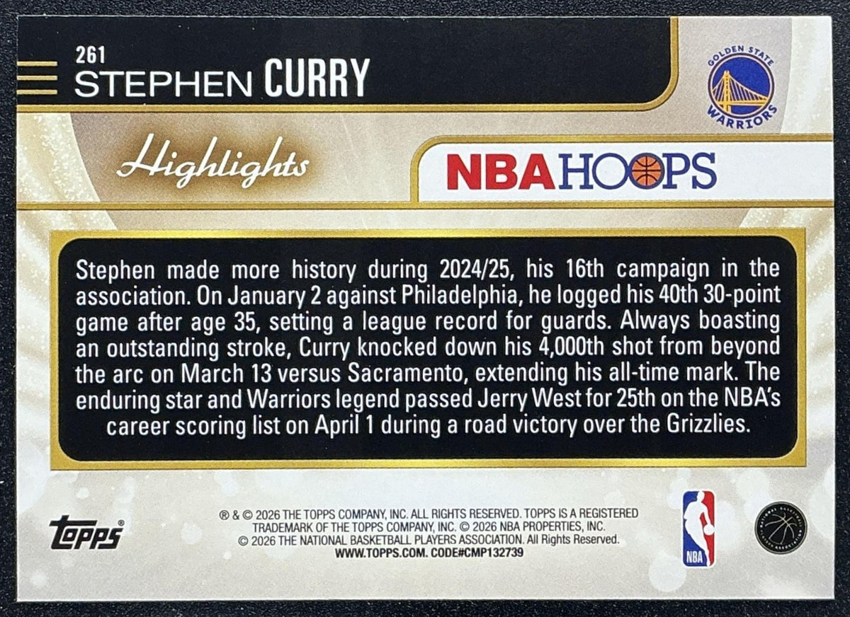 STEPHEN CURRY 2025-26 TOPPS HOOPS #261 RAINBOW FOIL SEASON HIGHLIGHT WARRIORS