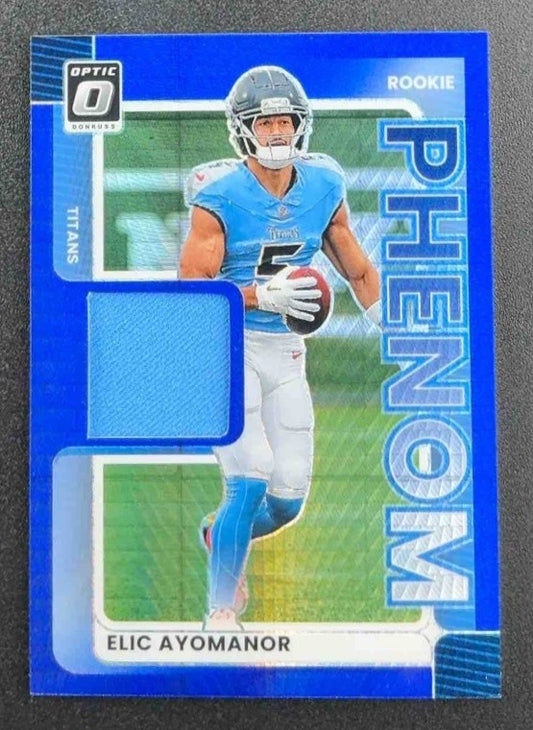 2025 PANINI DONRUSS OPTIC ELIC AYOMANOR ROOKIE PHENOMS BLUE HYPER PRIZM RC