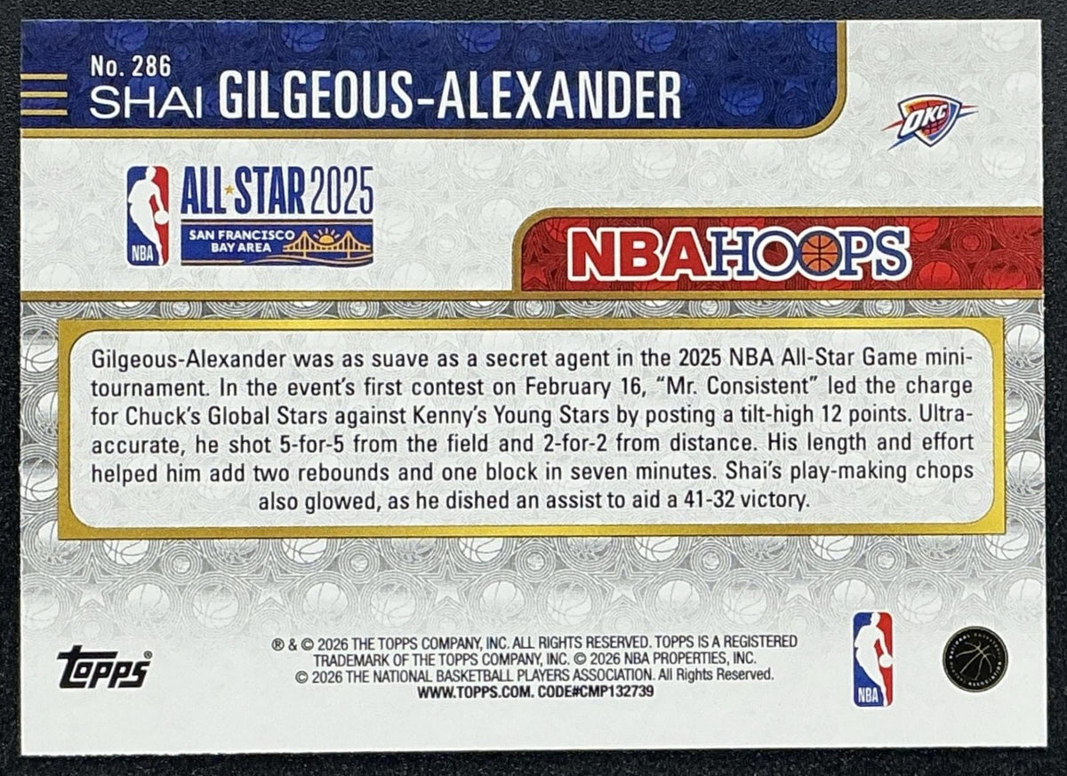 SHAI GILGEOUS-ALEXANDER 2025-26 TOPPS HOOPS #286 RAINBOW FOIL ALL-STAR THUNDER