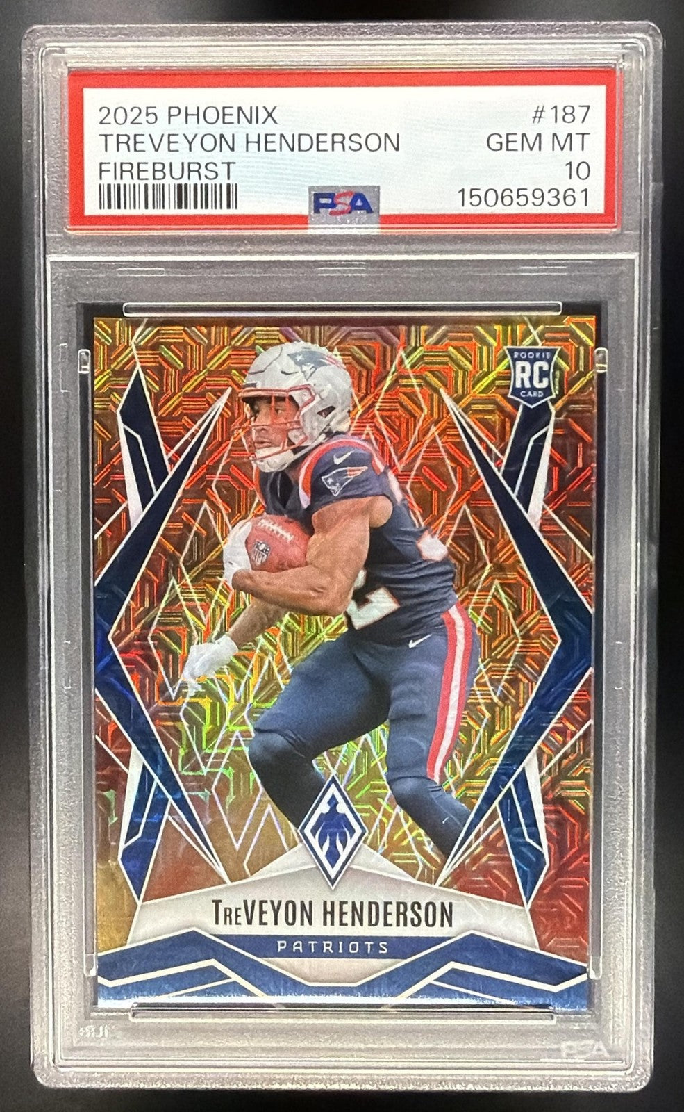 2025 Panini Phoenix TreVeyon Henderson #187 Rookies Fireburst /350 RC PSA 10