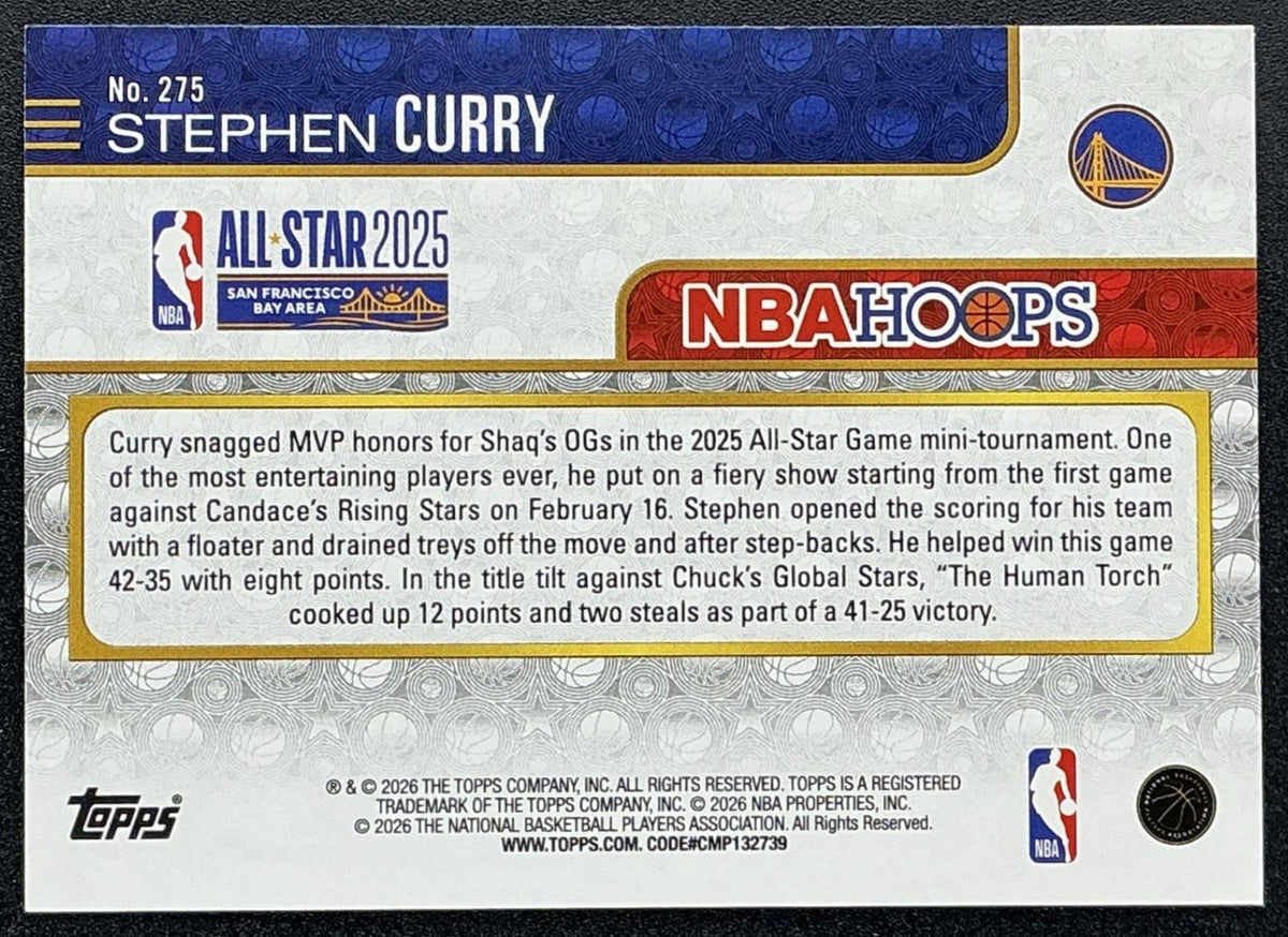 STEPHEN CURRY 2025-26 TOPPS HOOPS #275 RAINBOW FOIL ALL-STAR WARRIORS